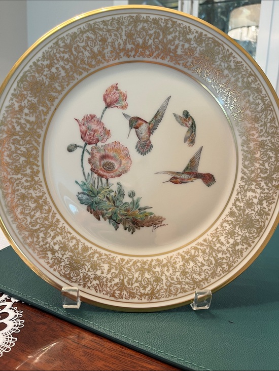 Lenox Other - Lenox White and Gold Decorative Plate with Pink Floral Hummingbirds